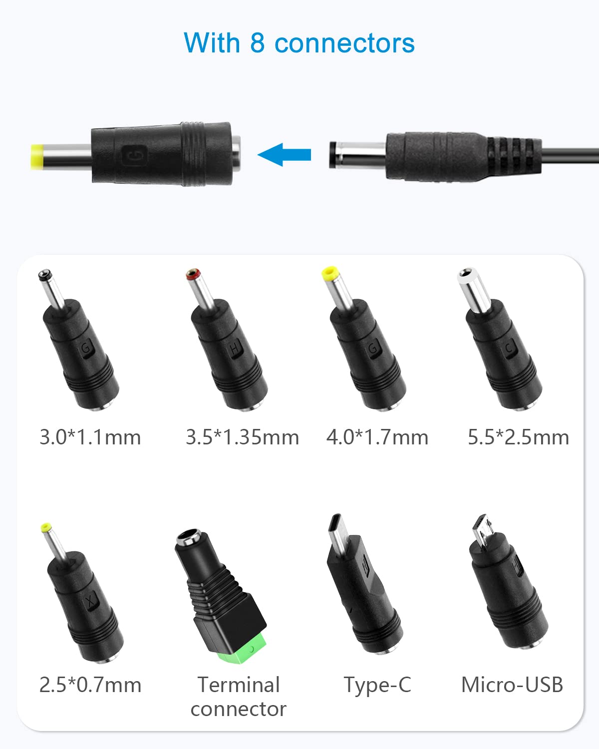 Alitove 5V 2A Power Adapter 5V Power Supply 2A 10W 5 Volt Universal Ac/Dc Adapter Dc 5V Power Cord With 8 Tips 5.5X2.5Mm 5.5X2.1