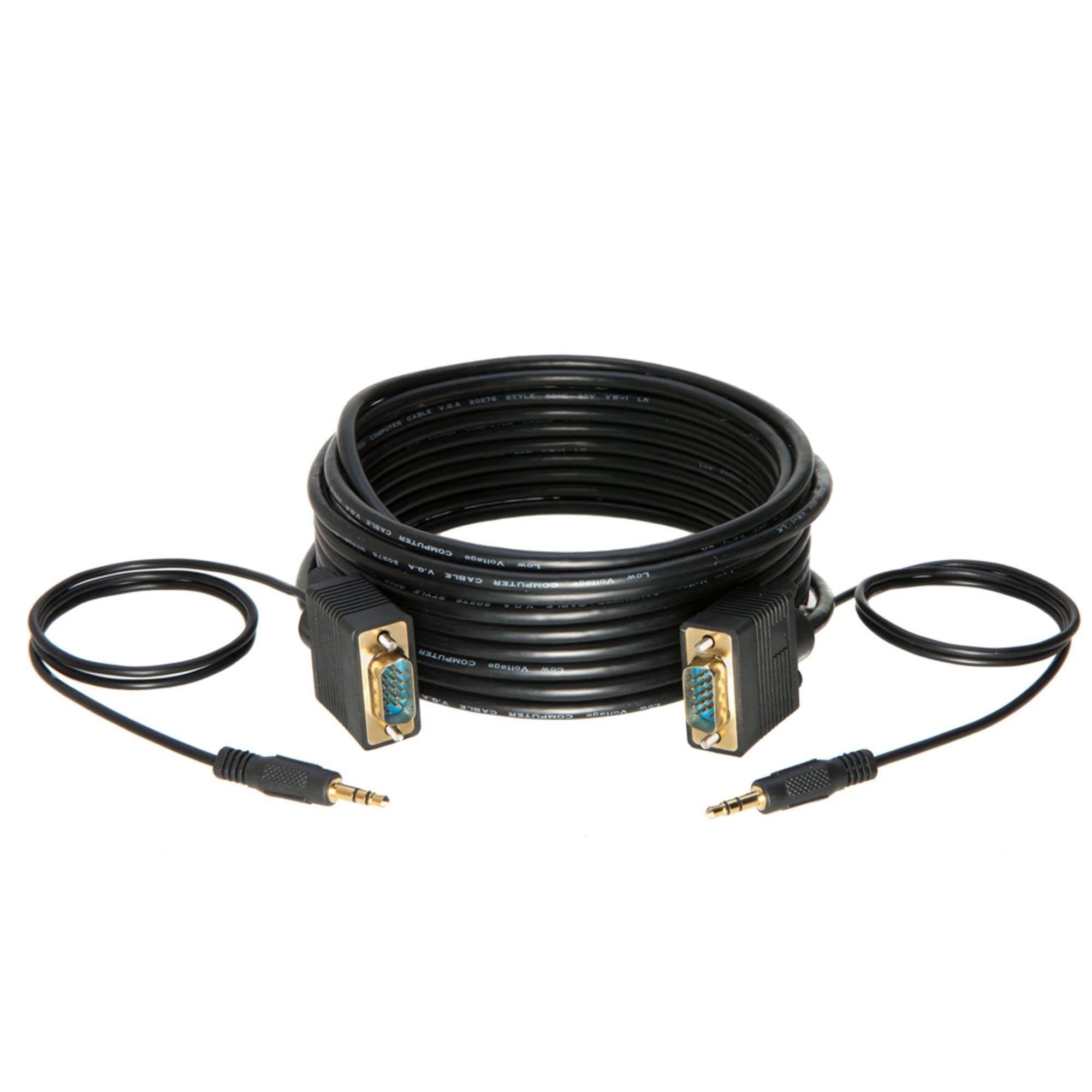 Cables Direct Online 25Ft Svga + Audio Monitor Cable   Male To Male Vga To Vga 1080P For Pc, Projector, Laptop, Tv