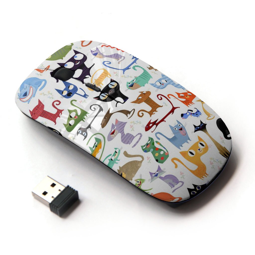 Koolmouse [ Optical 2.4G Wireless Mouse [ Abstract Cat Pattern White Kittens ]