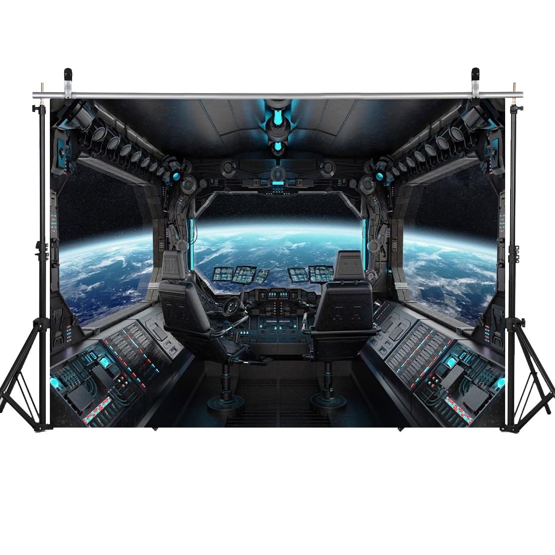 Lywygg 7X5Ft Vinyl Spaceship Interior Background Futuristic Science Fiction Photography Backdrops Spacecraft Cabin Photo Shoot Studio Props Astronomy Universe Galaxy Outer Space Station Cp 37 0705