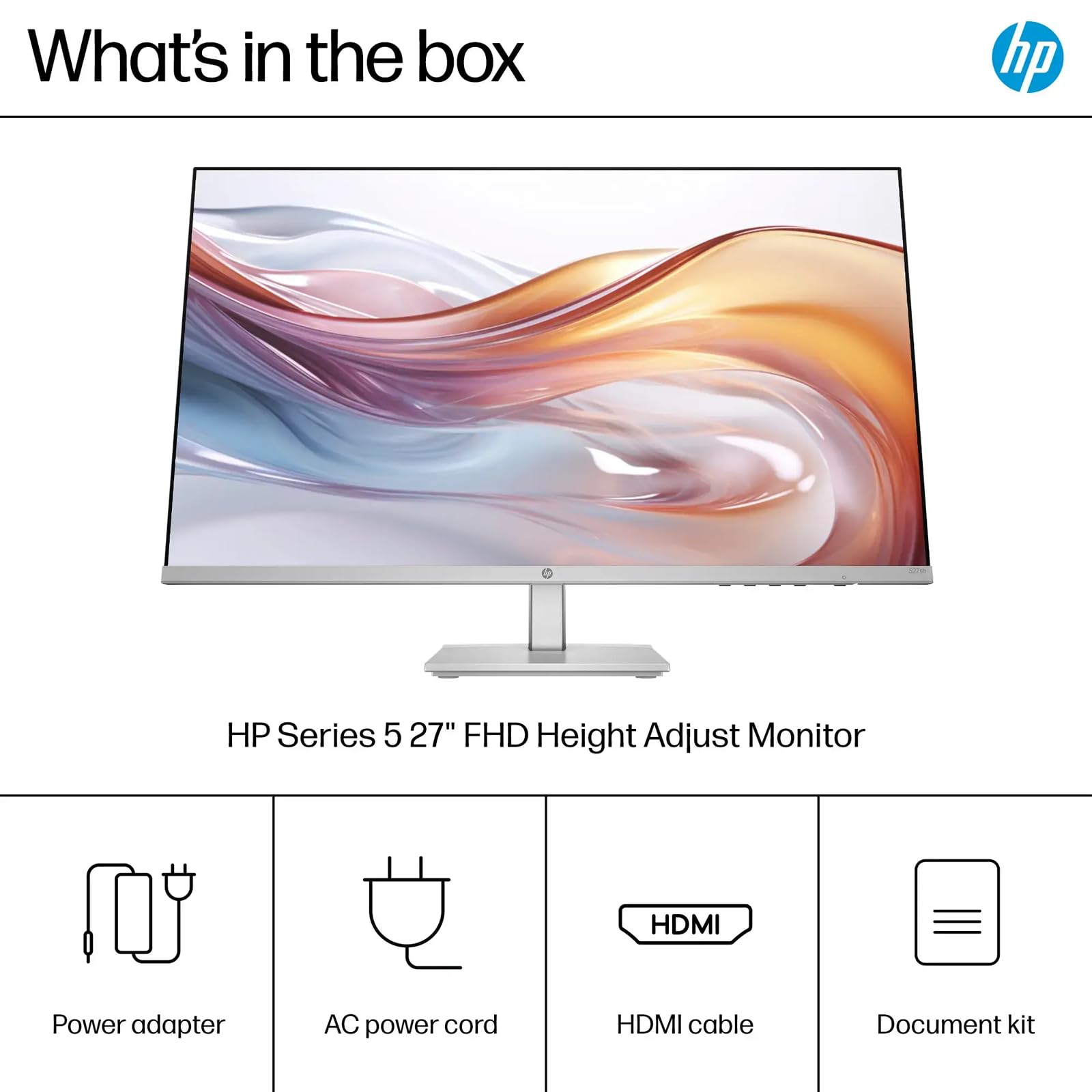 Hp Series 5 527Sh - Height Adjust Monitor 94C50Aa#Aba (Replaces M27H) With Docztorm Dock - 100Hz 300 Nits - 99% Srgb Color Gamut