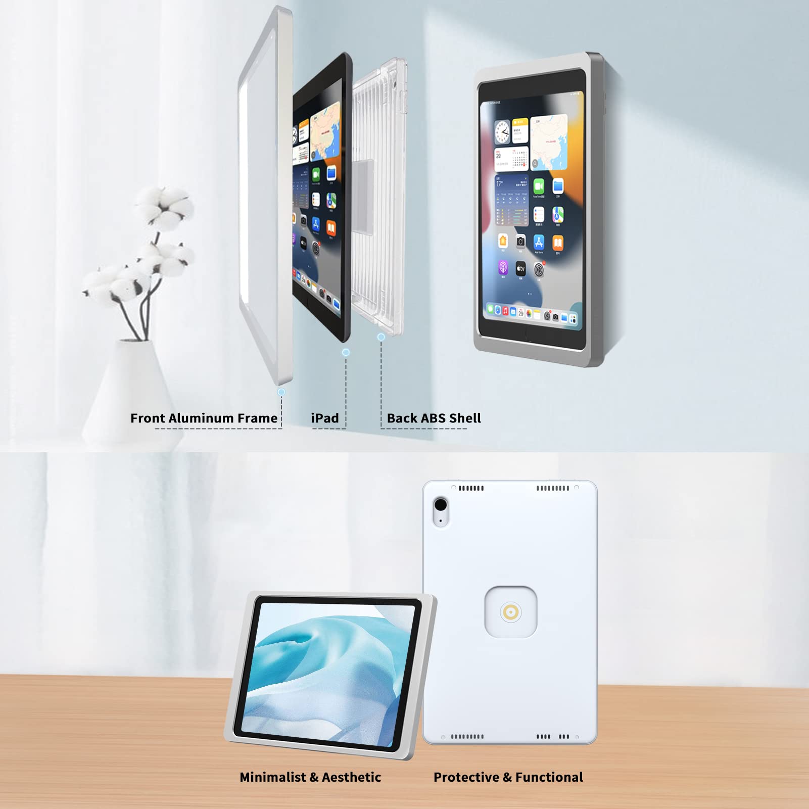 Emonita Magnetic Wall Mount With Charging Case For Ipad 10.2    7Th / 8Th / 9Th Gen (2021/2020/2019). Upgraded 18W Quick Charge,