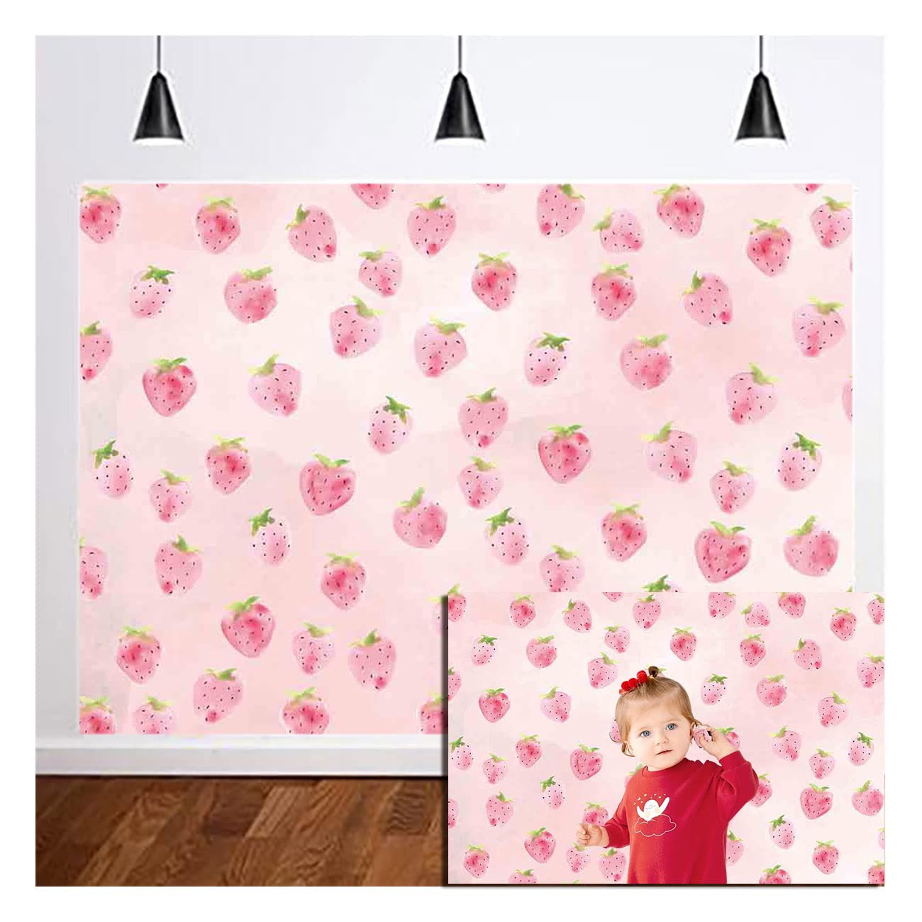 Maqtt Pink Strawberry Backdrop For Girls Birthday Party Decoration Strawberry Photography Background Baby Shower Supplies Cake T