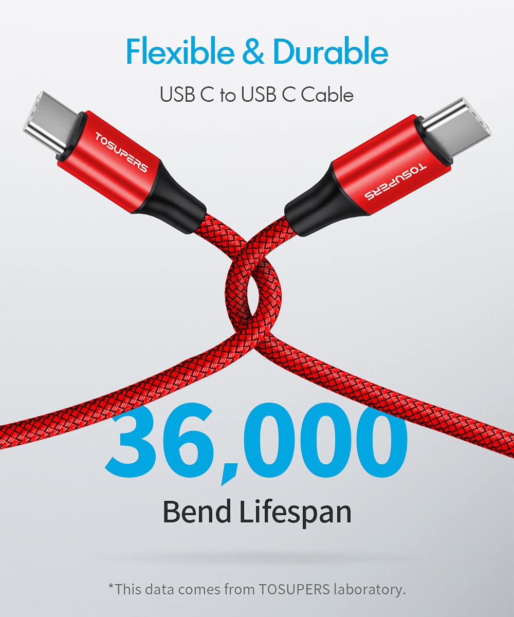 Tosupers 3 Ft, 2 Pack Usb C To Usb C Cable Fast Charging 60W, Pd Type C Charger Cord For Samsung Galaxy S24 S23 S22 Ultra Flip,