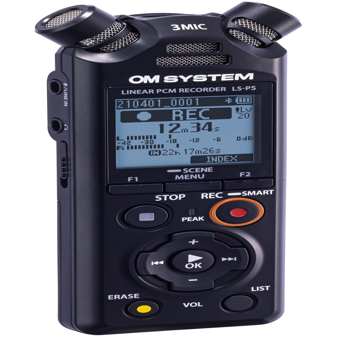 Olympus Ls P5 Linear Pcm Recorder With Noise Cancellation, Up To 37 Hours Battery Life And 20000Hz Frequency Response