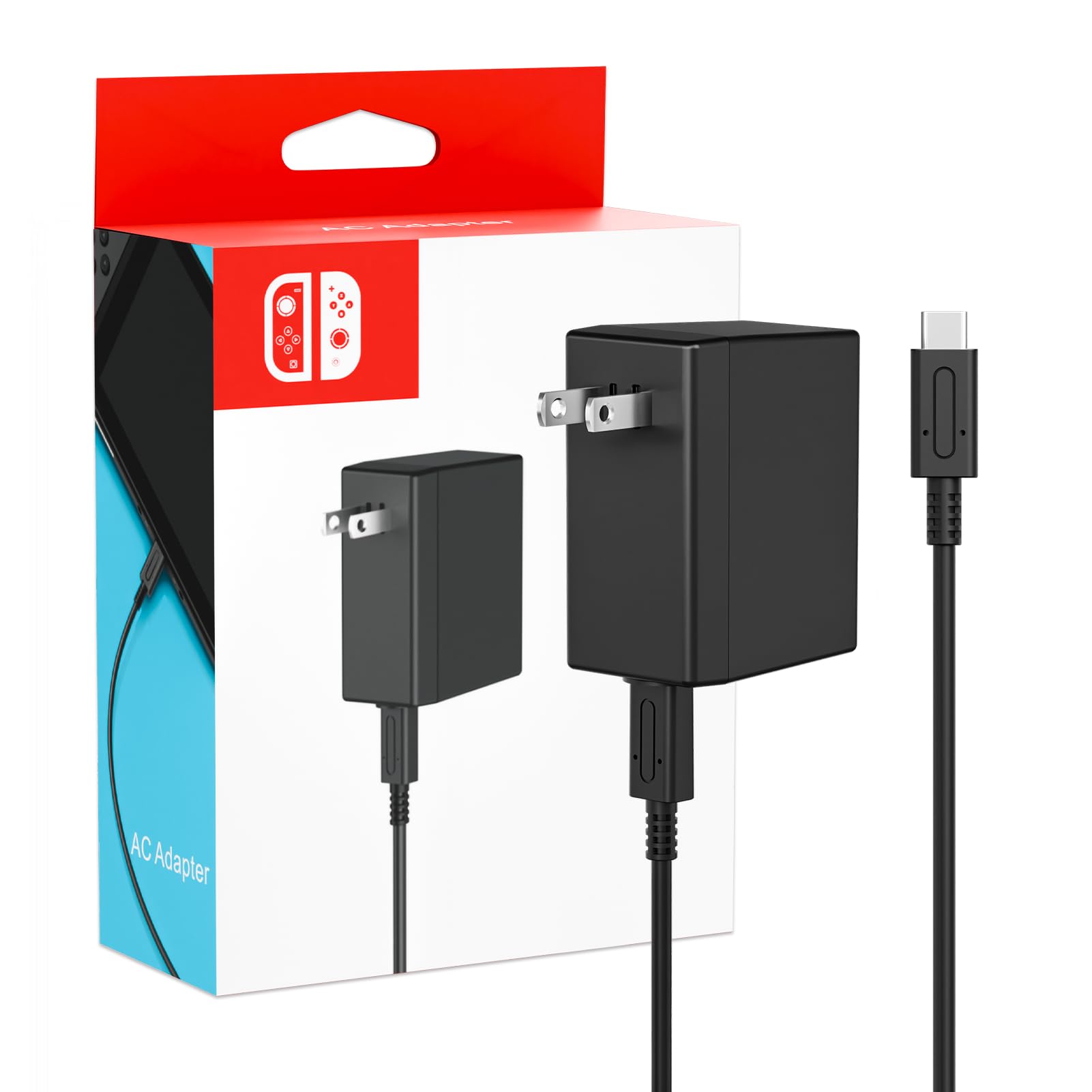 Charger for Nintendo Switch, 45W AC Adapter Fast Charging with 5ft Detachable USB C Cable, Compatible with Switch/OLED/Lite, Ste