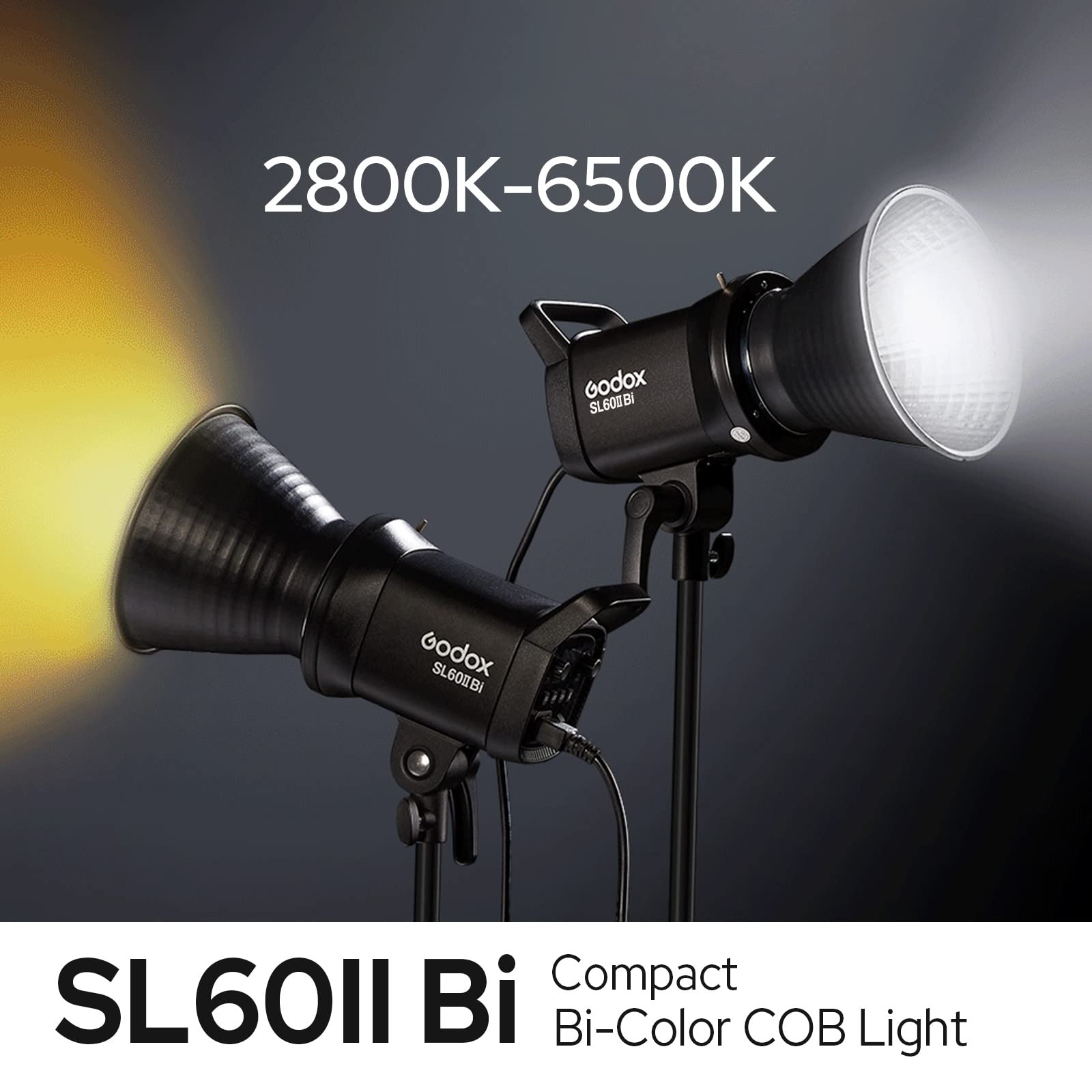 Godox Sl60Iibi Bi Color Led Video Light, 75W 2800K 6500K 25100Lux@1M Cri 96+ Tlci97+ Bowens Mount Led Continuous Light, 11 Fx Ef