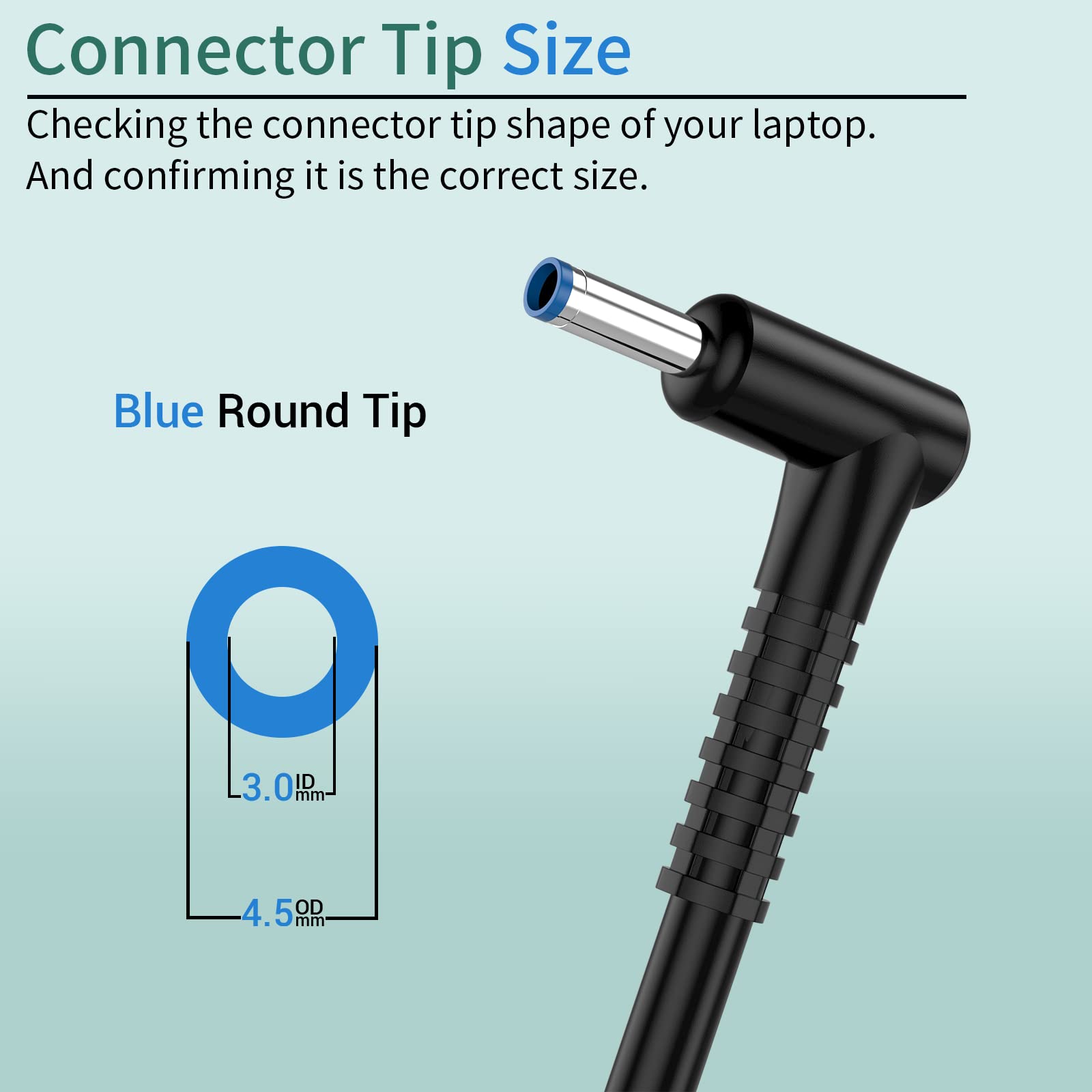 65W For Hp Laptop Charger Probook, Envy, Pavilion, Stream, Elitebook, X360 Hp Computer Charger Blue Tip Notebook Pc Ac Adapter Power Cord   10Ft