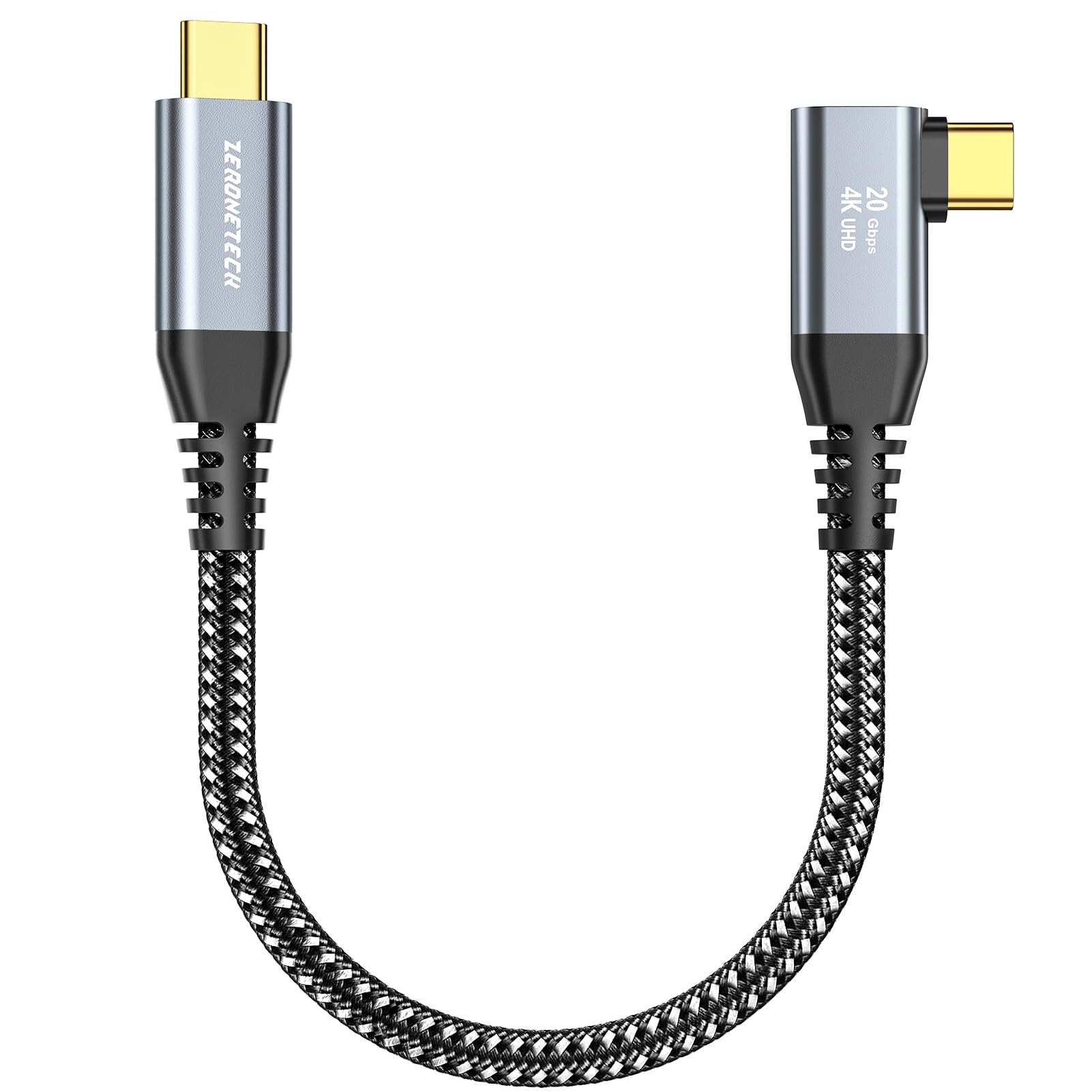 1Ft Short Usb C To Usb C 3.2 Gen 2  2 Cable 20Gbps, Right Angle High Speed Data Transfer 4K Video Output 90 Degree 100W Fast Cha