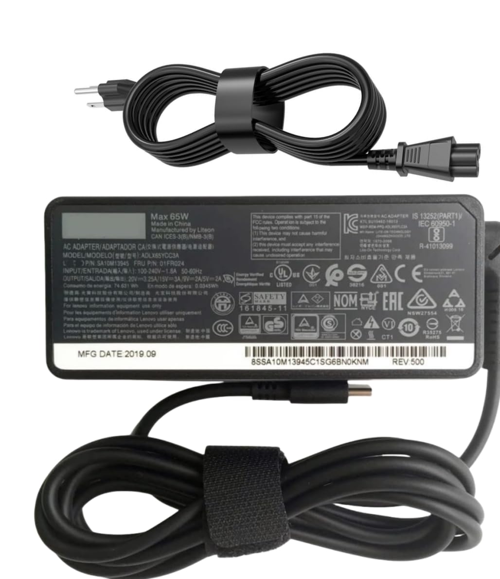 65W Thinkpad Usb Type C Charger For Lenovo Thinkpad E480 E485 E580 E585 E490 E490S E495 E590 E595 T470 T470S T480 T480S T580 T58