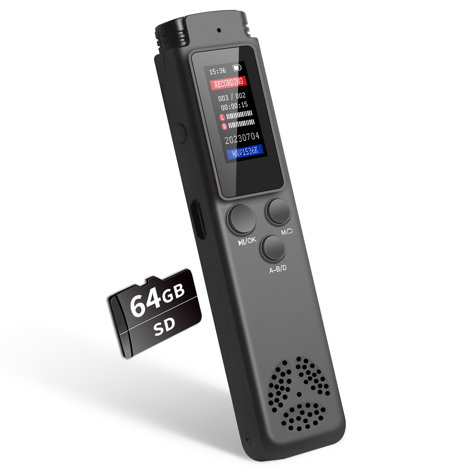64Gb Digital Voice Recorder Voice Activated Recorder For Lectures Meetings, Audio Recorder With Playback, Password, Variable Spe