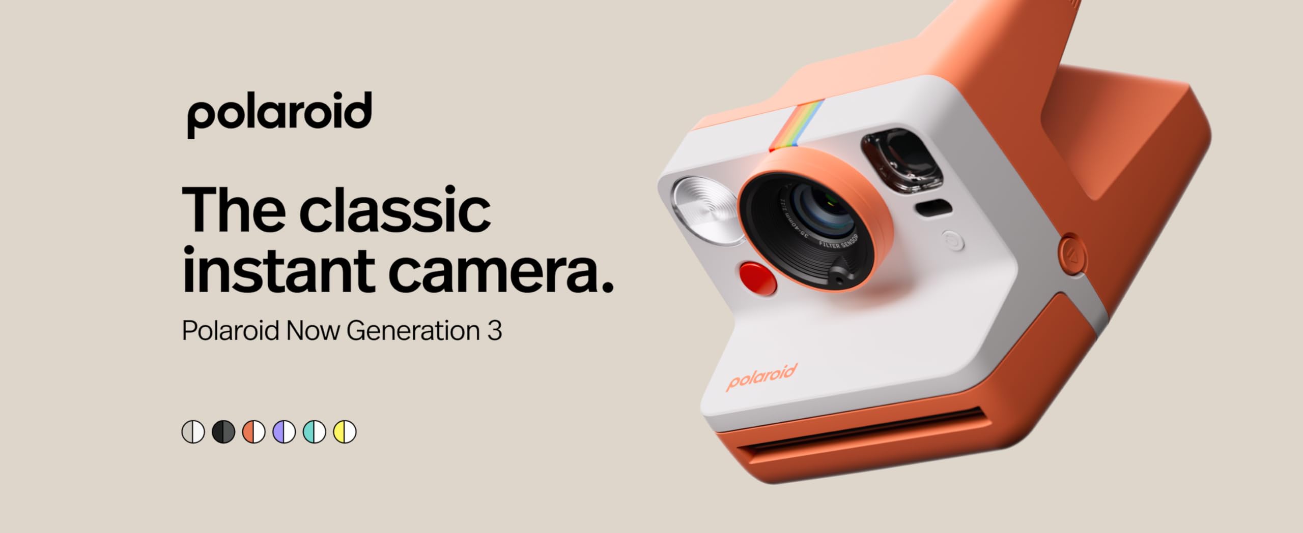 Polaroid Now 3Rd Generation I-Type Instant Film Camera - Pebble White - Camera Only No Film (9155)