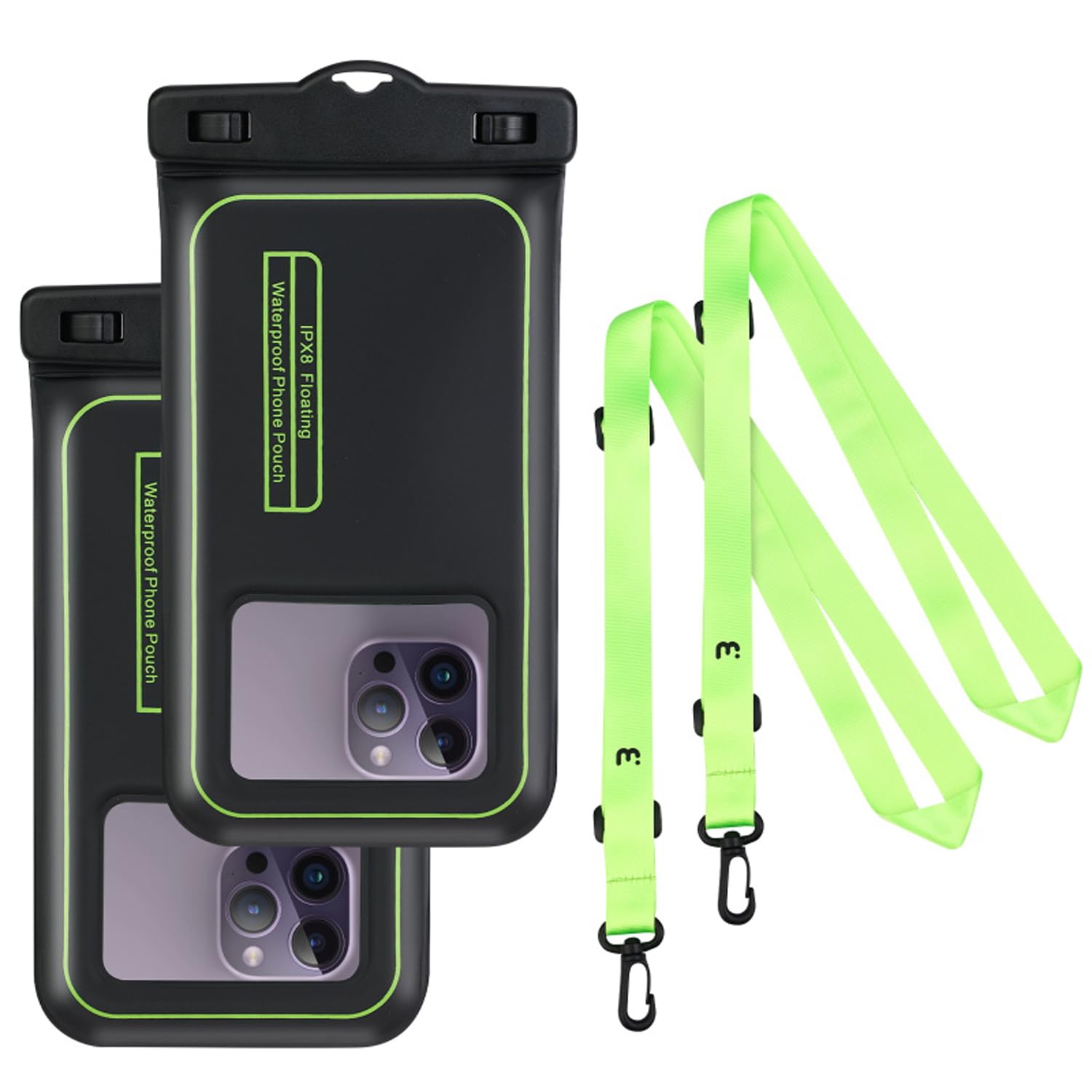 BestPriceCenter 2-Pack Floating Waterproof Phone Pouch Dry Bag with Lanyards - IPX8 Certified Case with Triple Seal and Secure C