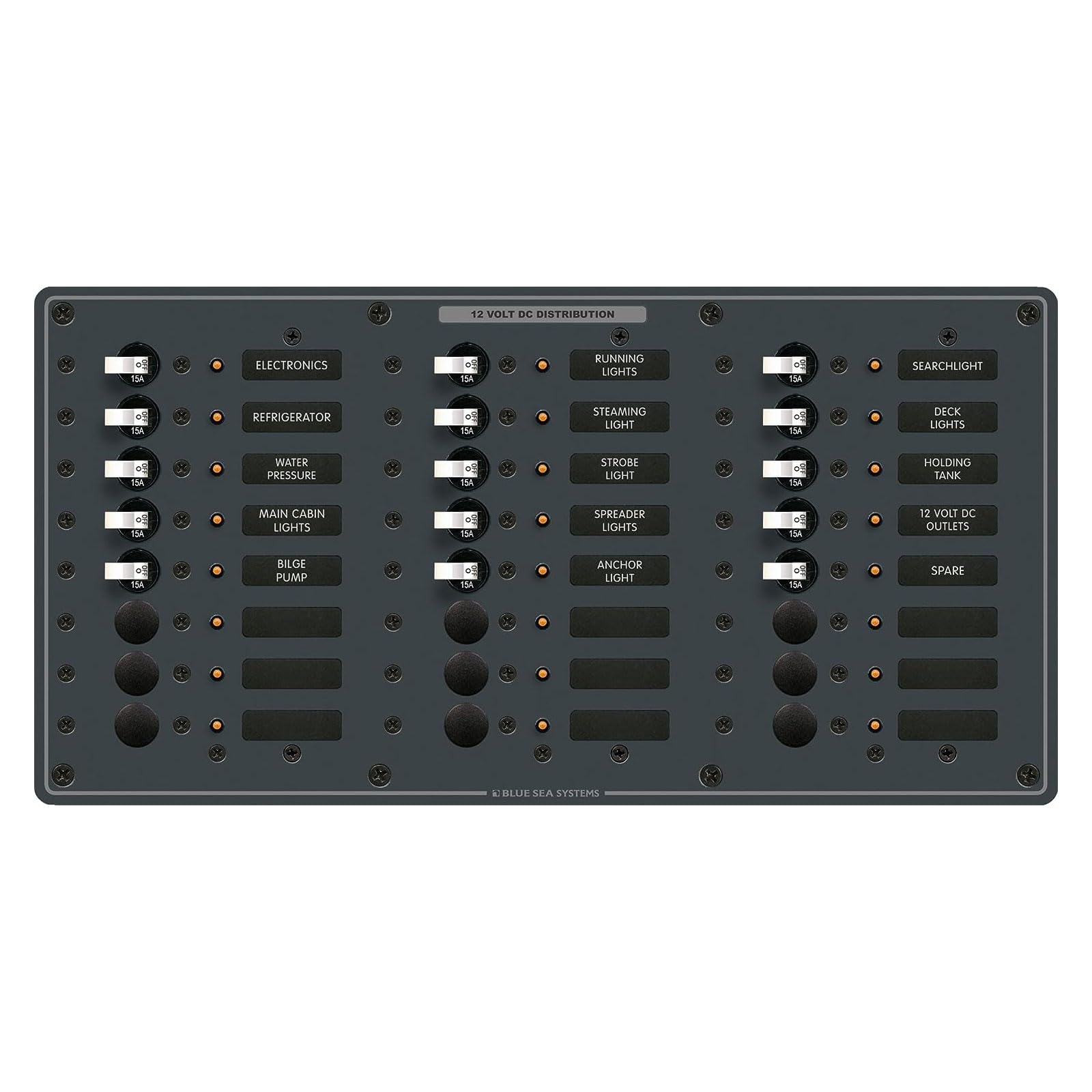 Blue Sea Systems 8264 Traditional Metal Dc Panel   24 Positions