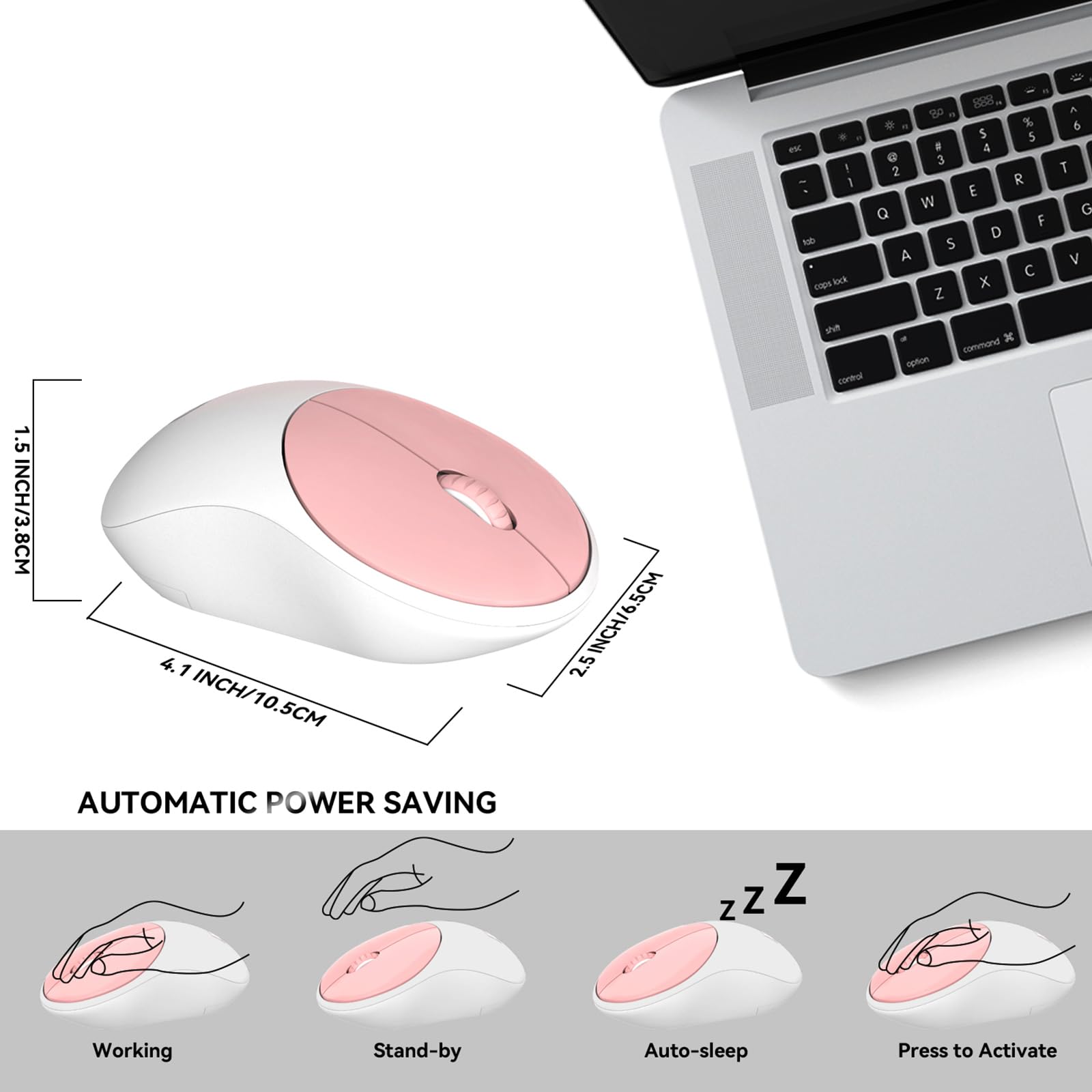 Fd Ik6630 Wireless Keyboard And Mouse Combo   2.4Ghz Usb Cordless, Cute Round Keys, Quiet And Slim Set For Laptop, Computer, Tv,