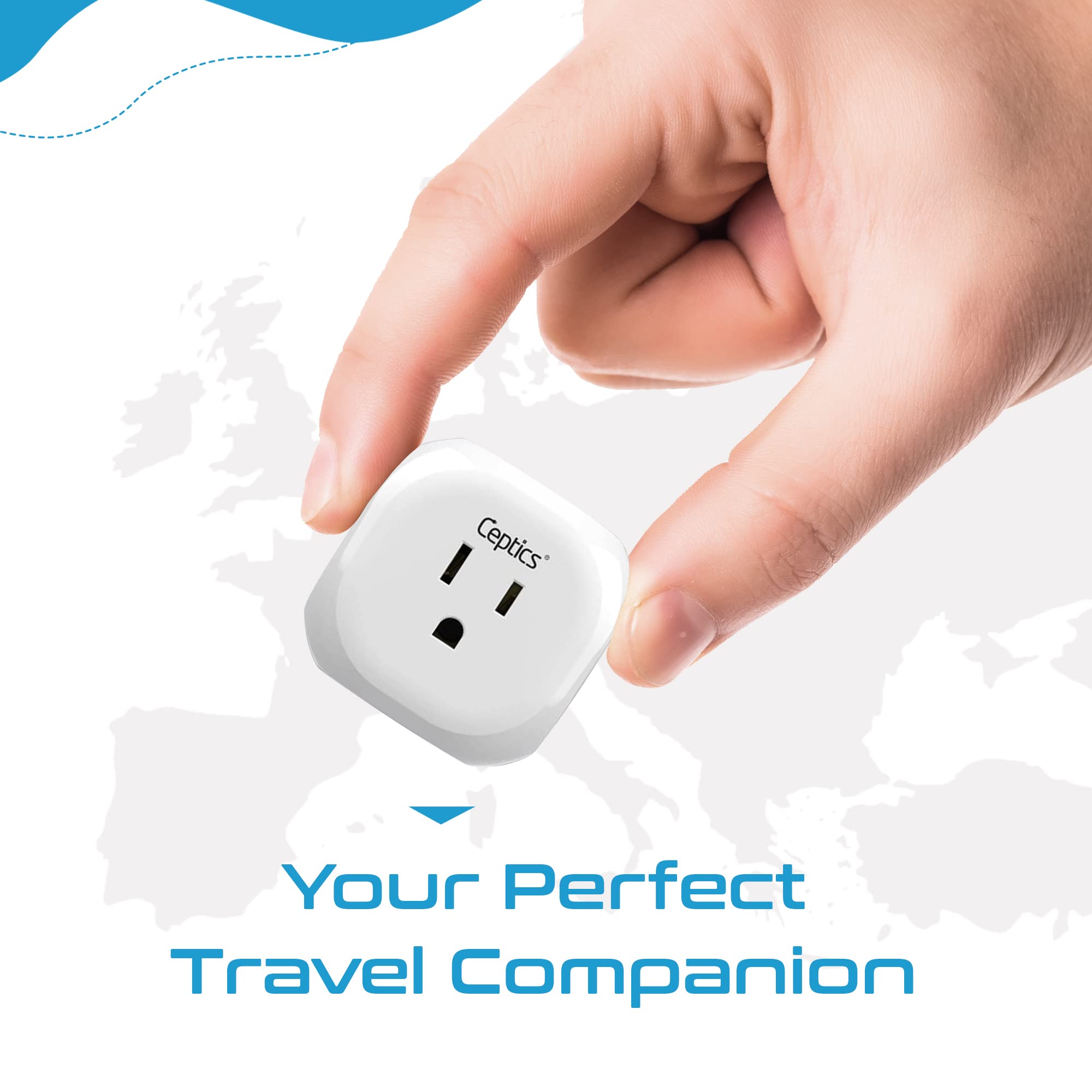 Ceptics Travel Plug Adapter 4 Input USA to Australia New Zealand China Type I PT-16 White