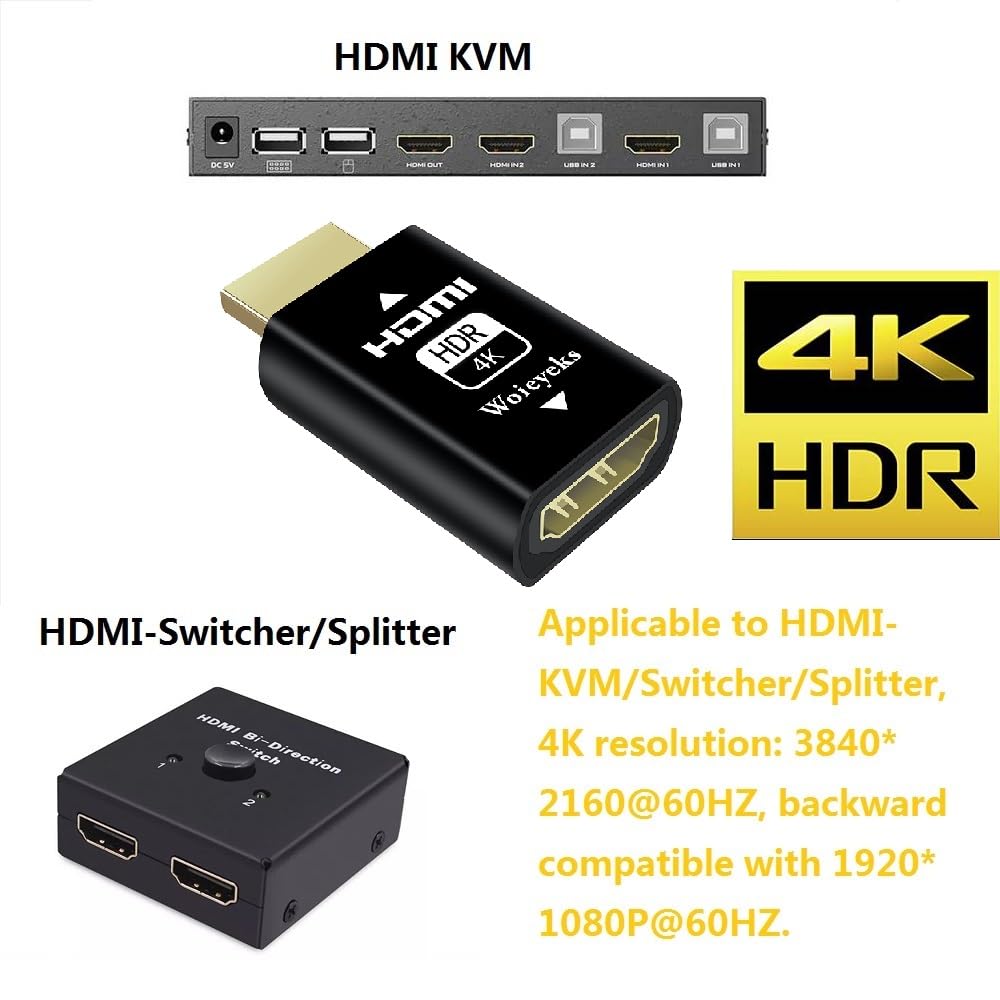 Woieyeks 4K Hdr Hdmi 2.0 Edid Emulator Passthrough Adapter,External Monitor,For Extender/Kvm Switch/Av Receiver/Video Splitters