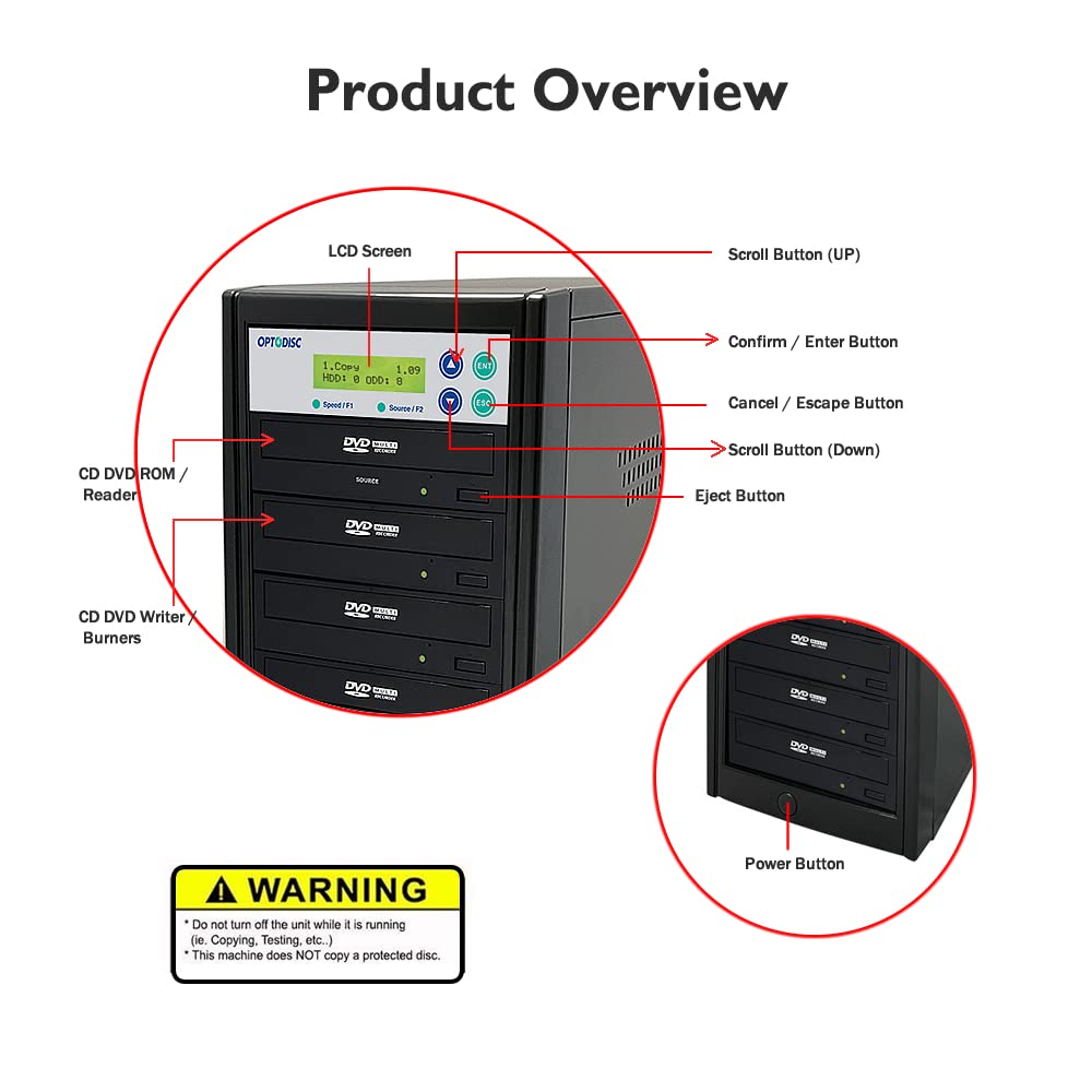 Optodisc 1 To 7 24X Burner M Disc Support Cd Dvd Duplicator   Standalone Copier Duplication Tower Opto S7T Dvd Bk