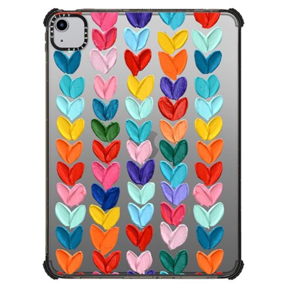 Casetify Impact Case For Ipad Air 10.9'' (4Th/5Th Gen)   Clear Polka Daub Hearts   Clear Black