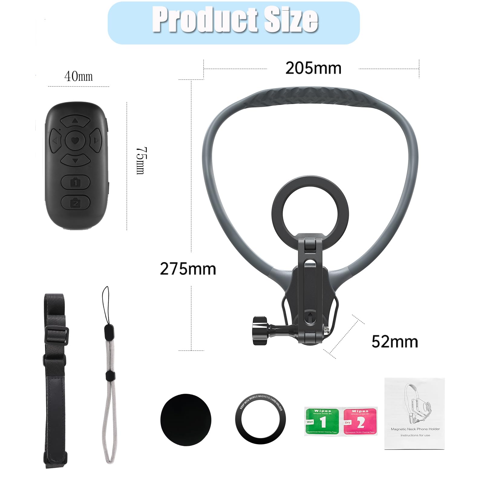 Xlmjdzq Magnetic Neck Phone Mount For Recording,Magnetic Phone Holder,Pov Phone Holder,Magnetic Neck Chest Mount With Wireless R