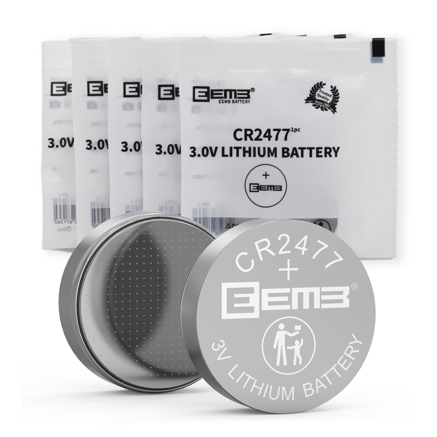 EEMB 5 Pack CR2477 Battery 3V Lithium Battery Button Coin Cell Batteries 2477 Batteries DL2477, ECR2477 for Electronic Candle, L