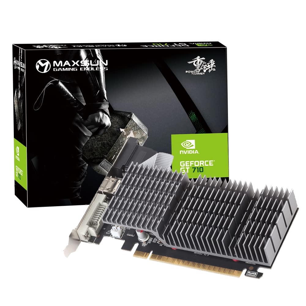 Maxsun Geforce Gt 710 1Gb Low Profile Ready Small Form Factor Video Graphics Card Gpu Support Directx12 Opengl45, Low Consumptio