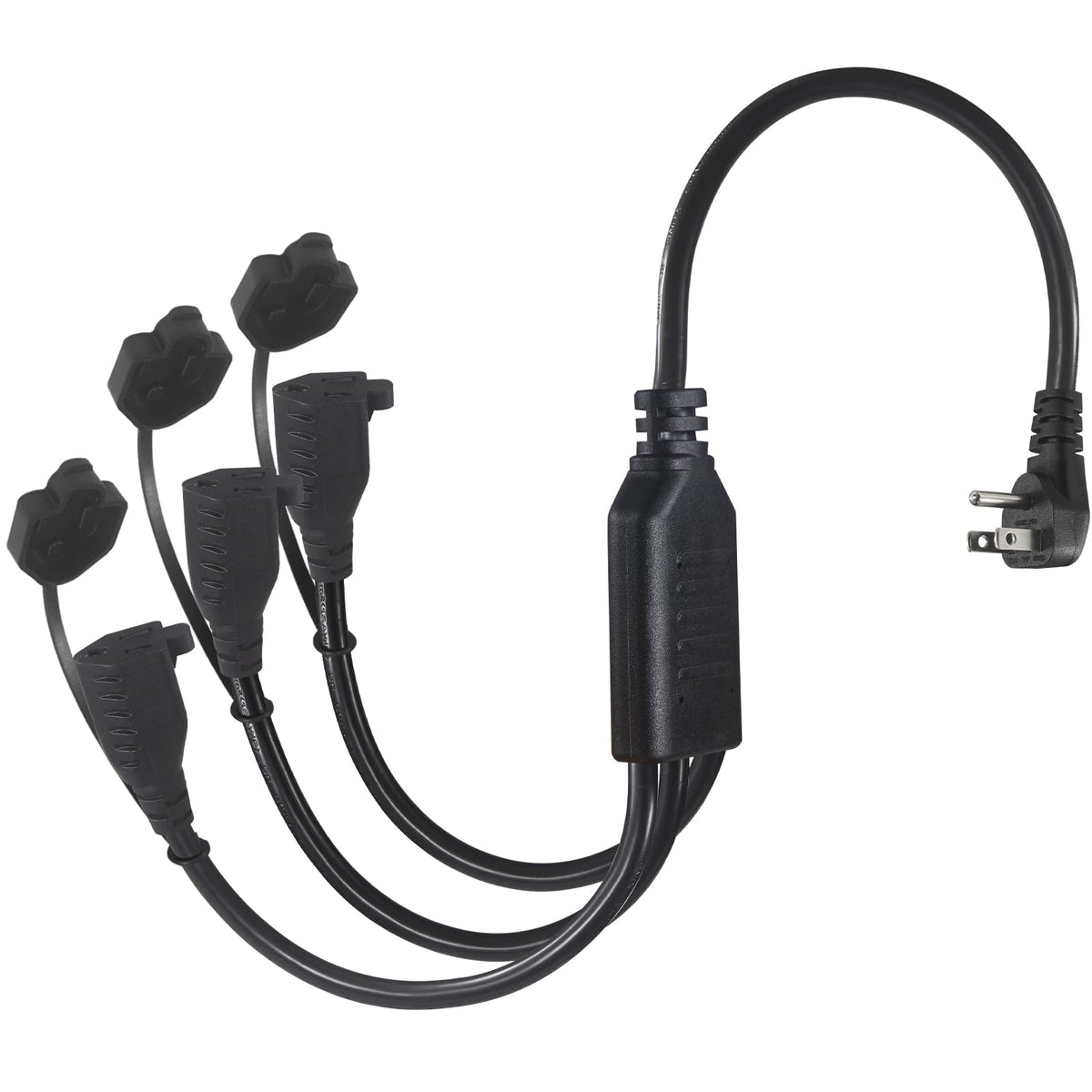 18 Inch 1 To 3 Way Power Splitter Extension Cord   1.5Ft 3 Outlet Power Splitter 90 Degree Flat Plug Nema 5 15P 1 To 3 Splitter