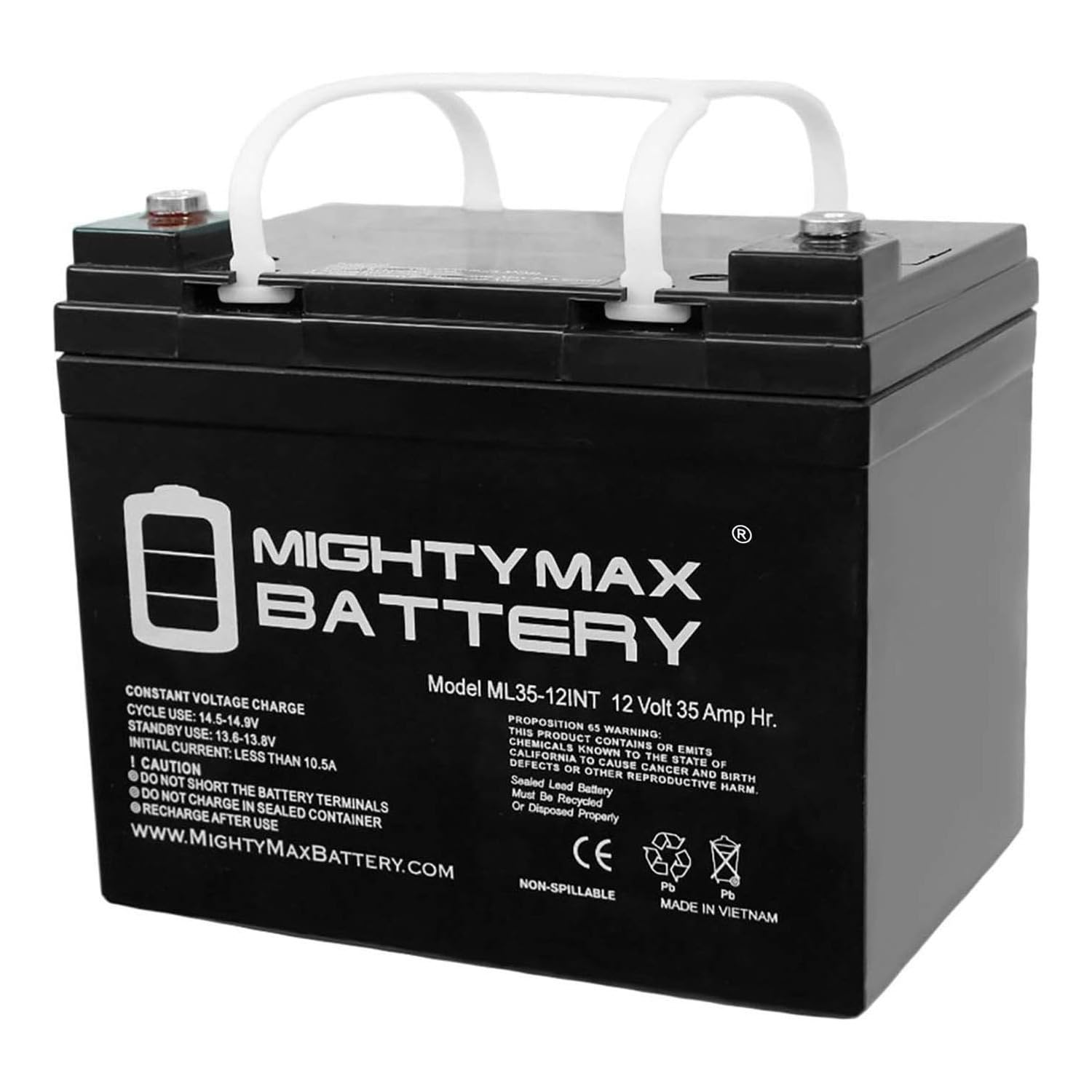 Mighty Max Battery ML35-12INT - 12 Volt 35 AH, Internal Thread (INT) Terminal, Rechargeable SLA AGM Battery