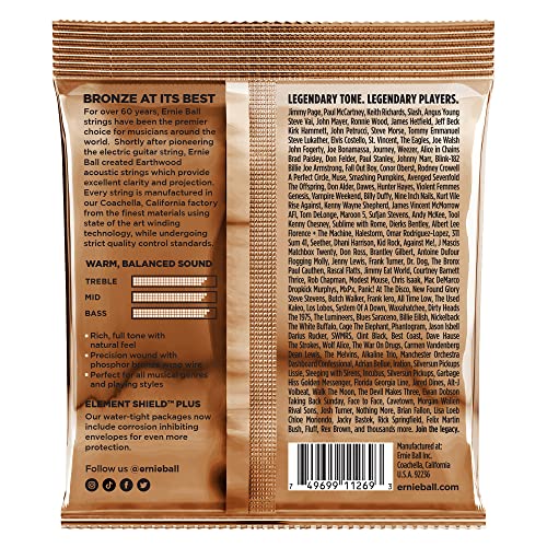 Earthwood Rock And Blues, With Plain G, Phosphor Bronze Acoustic Guitar Strings 3 Pack, 10 52