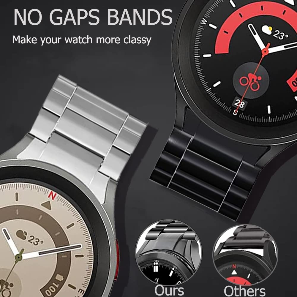 Olytop Galaxy Watch 6/4 Classic Bands 47Mm 46Mm 43Mm 42Mm, Watch 6/5/4 Band 44Mm 40Mm Gapless, No Gap Business Metal Stainless S