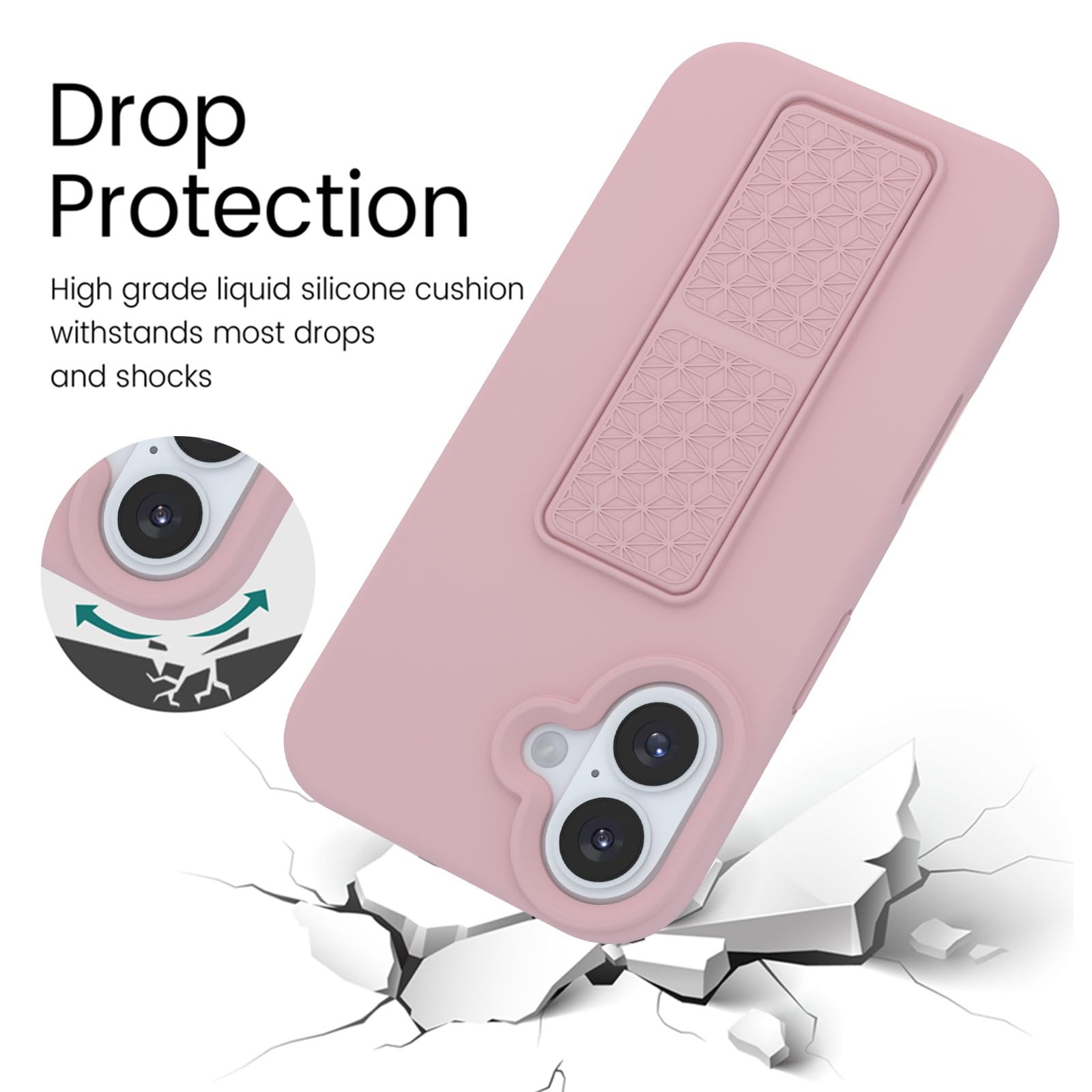 Laudtec Silicone Case With Stand/Kickstand,Vertical And Horizontal Stand Hand Strap Metal Kickstand Shockproof Case Compatible W