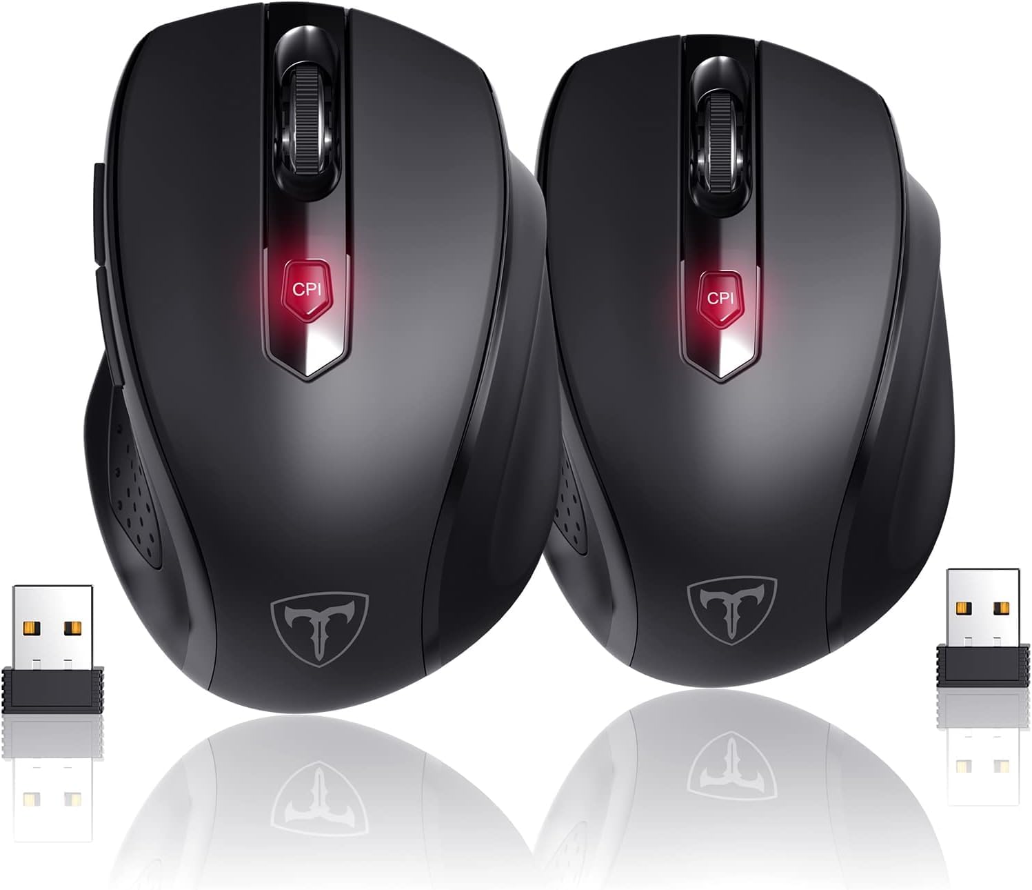 Hotweems Wireless Mouse, D 09 Computer Mouse Usb Cordless Mice For Laptop, Ergo Grips, Lightspeed 5 Level 2400 Dpi, 16 Months Battery, Portable For Pc Mac Chromebook (2Pack)