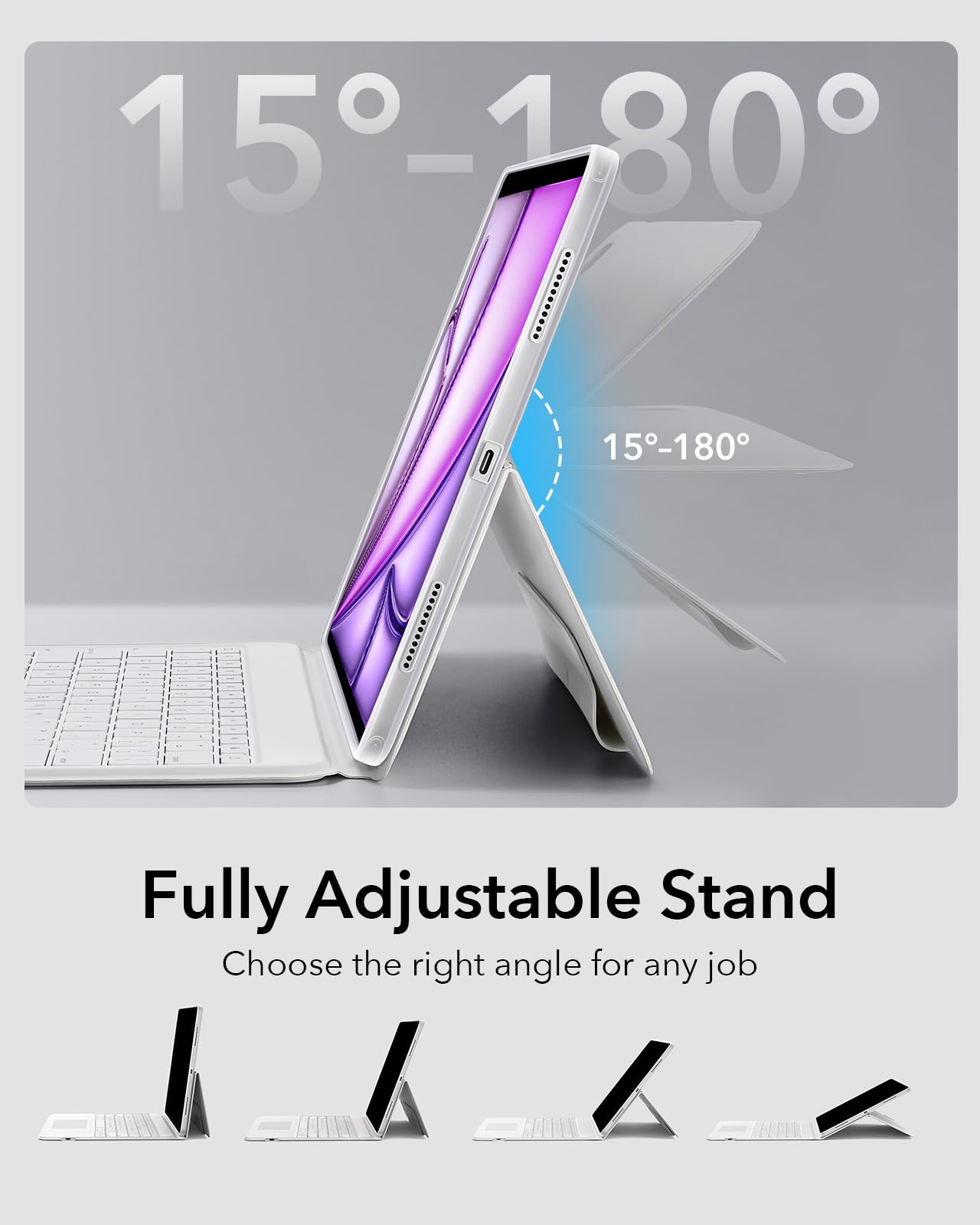 Esr Ascend For Ipad Air 13 Inch 2024, Keyboard Case With Trackpad, Magnetic Detachable Keyboard With Backlit Keys, Fully Adjusta