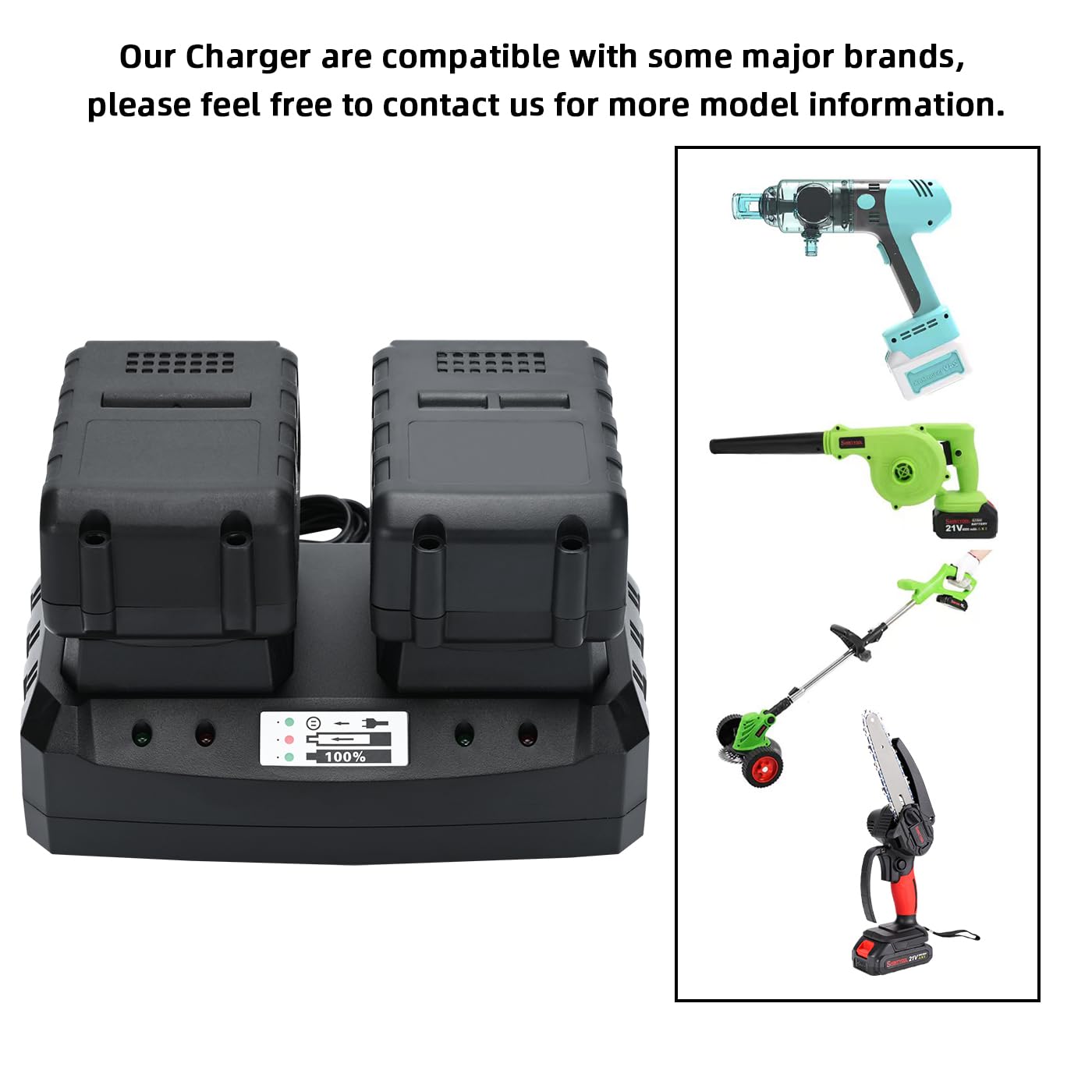 21V Battery Dual Port Quick Charger Base, Dual Rapid Charger Compatible 21V Lithium Ion Battery By Shintyool (Battery Not Includ