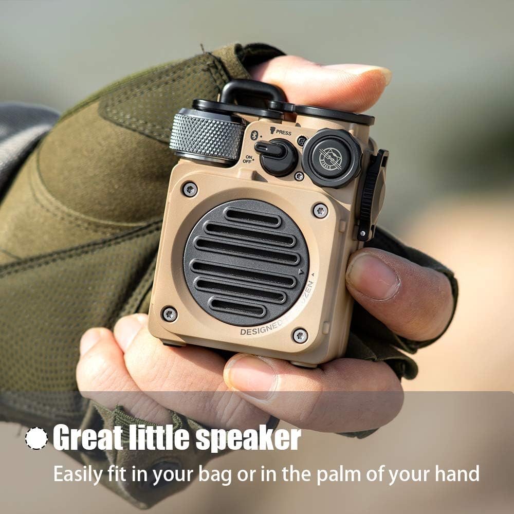 Muzen Portable Bluetooth Speaker, Wild Mini Rugged Travel Outdoor Speaker, Wireless Waterproof Ipx5 With Flashlight, Stereo Sound, Metal Wild Look, For Adventure, Camping, Hiking