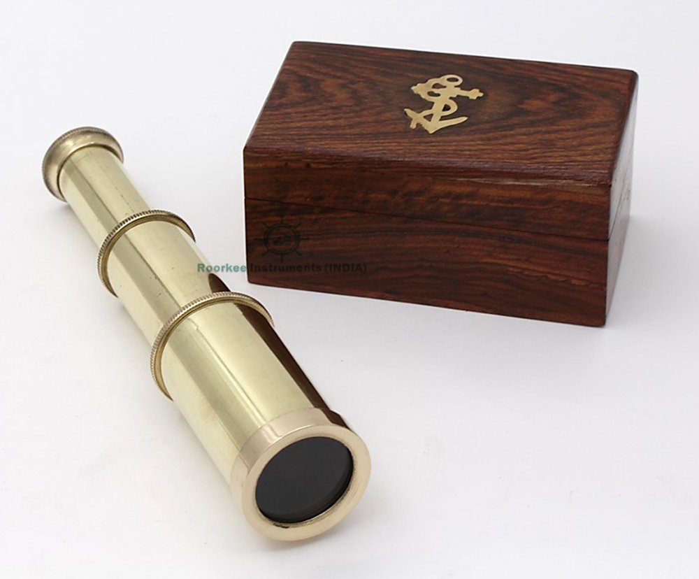 Rii Antique Decor Spyglass, Pirate Telescope With Leather Case, Handheld Telescope For Adventure Enthusiasts, Monocular Nautical