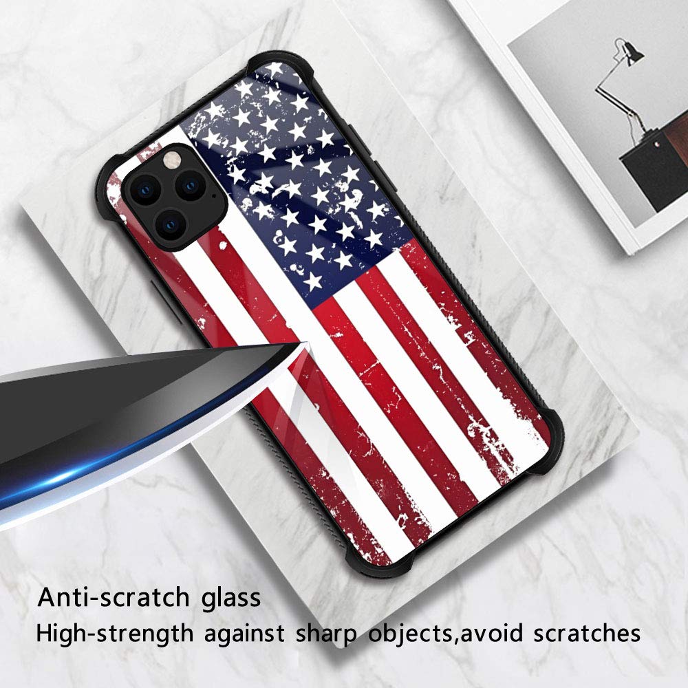 Iphone 13 Pro Case, Red And White Usa Flag Iphone 13 Pro Cases For Men Boys, Pattern Design Shockproof Anti Scratch Organic Glas