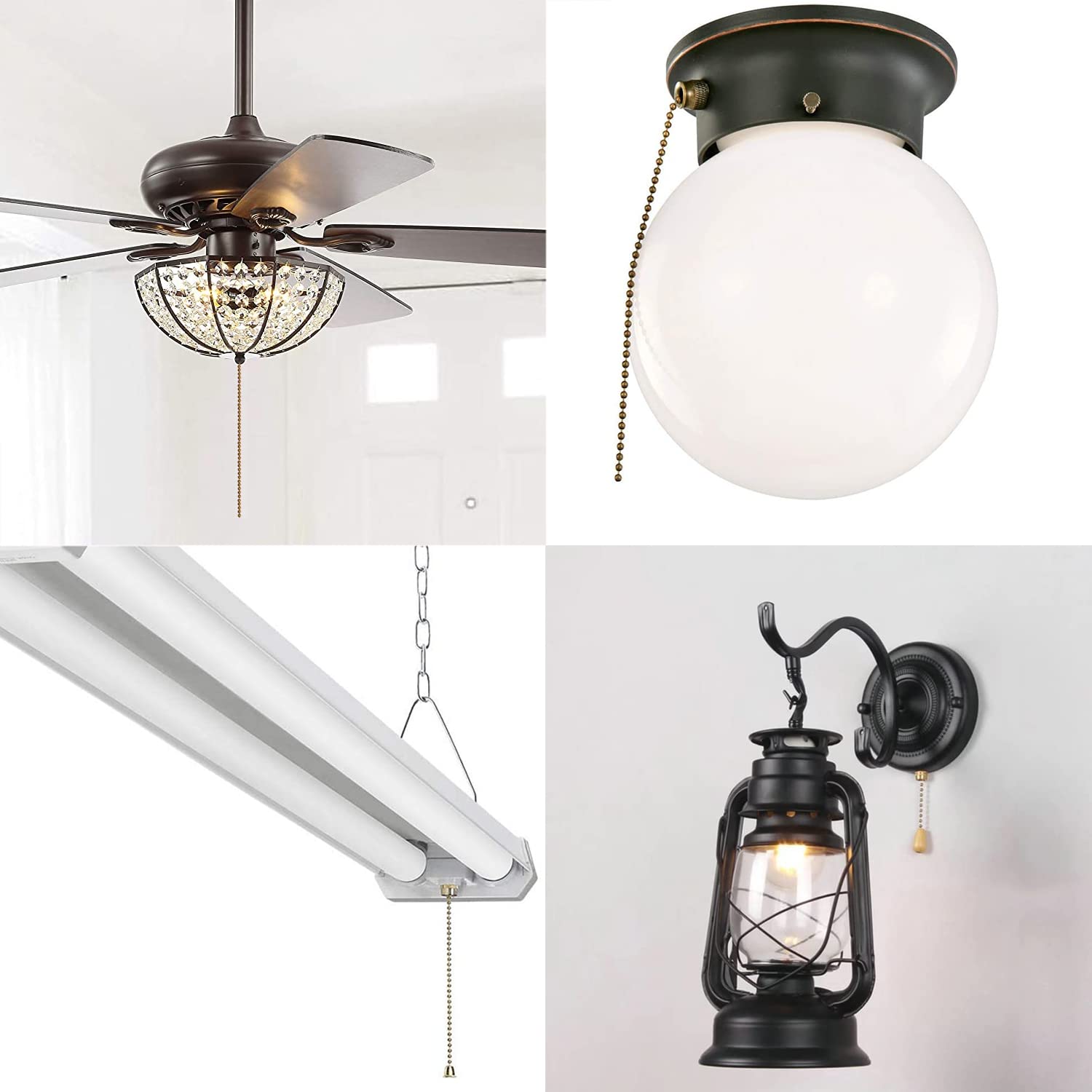 Ceiling Fan Light Switch Ze 109M Metal Pull Chain Switch,Two Wire Fan Switch For Ceiling Fan Light Fixture Replacement Parts Nic