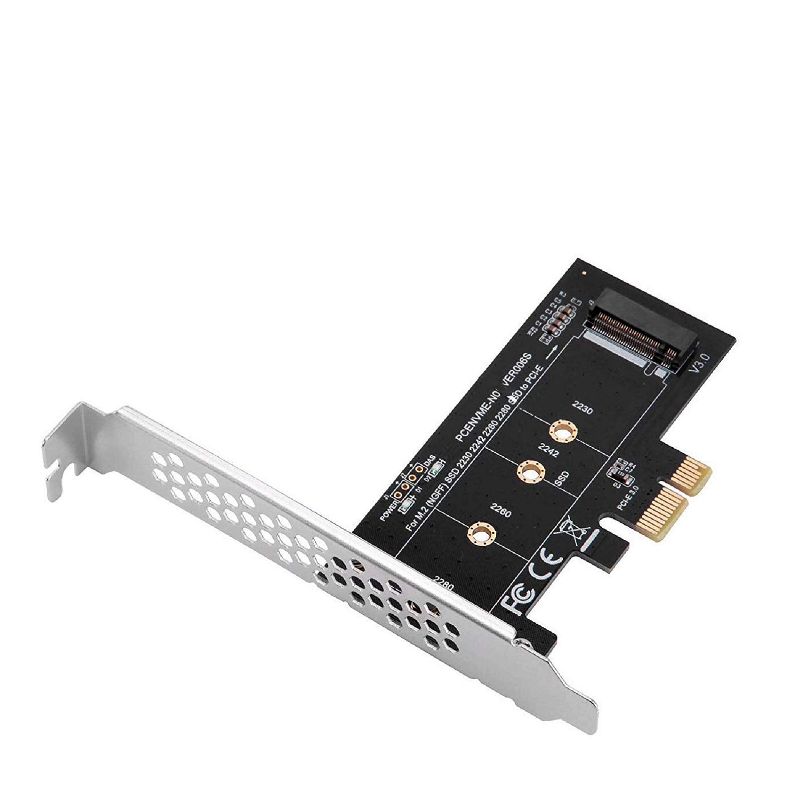 Mzhou Nvme M.2 Ssd M Key To Pci E 3.0 X1 Host Controller Expansion Card,Supports M2 Ngff Pci E 3.0, 2.0 Or 1.0, Nvme Or Ahc 2280, 2260, 2242, 2230 Solid State Drives With Low Profile Brac