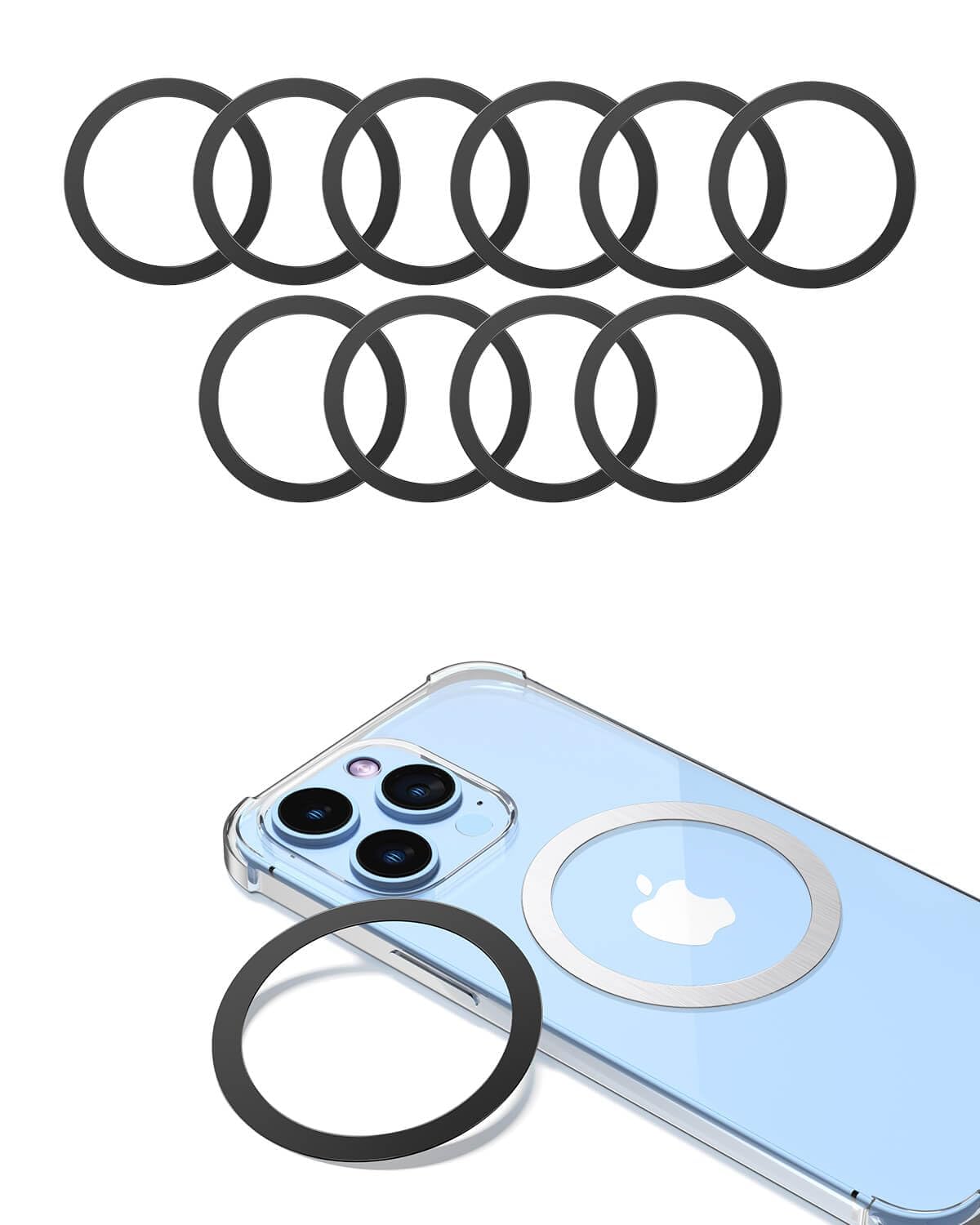 KALAPOP for Magsafe Ring - 10 PCS, Ultra-Thin(0.4mm) Magsafe Sticker, Compatible with iPhone 17/Air/16/15/14/13/12 Series, Samsu