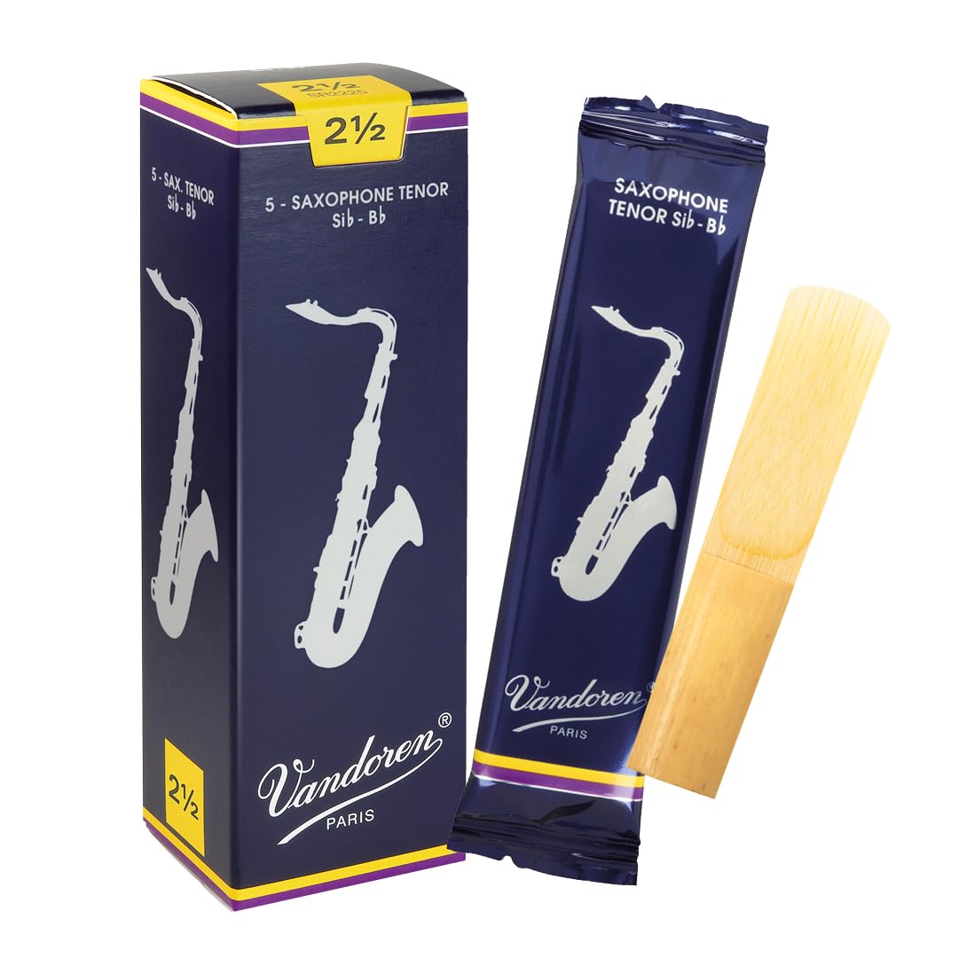 Vandoren Sr2225 Tenor Sax Traditional Reeds Strength 2.5; Box Of 5