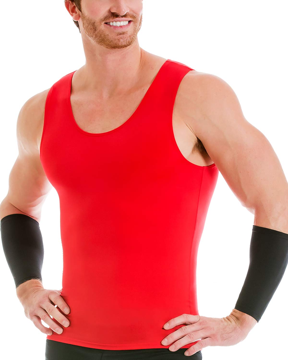Insta Slim Mens Slimming Compression Muscle Tank Top Body Shaper Abdomen Control Undershirt (Red 4Xl)