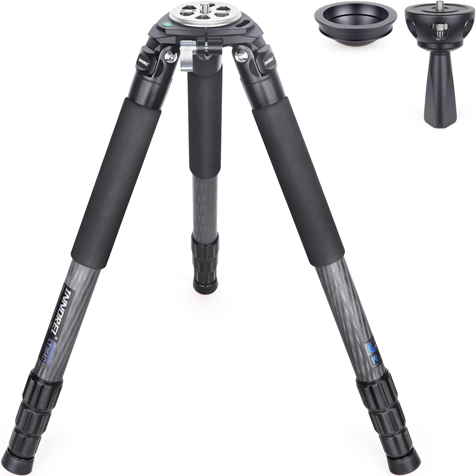 Carbon Fiber Tripod Lt364C Small Size Rt90C Professional Heavy Duty Tripods Stable Compact Stand With 75Mm Bowl Adapter For Video Camera Bird Photography Dslr 36Mm Tube 77.2Lb/35Kg Load, No Mid Column