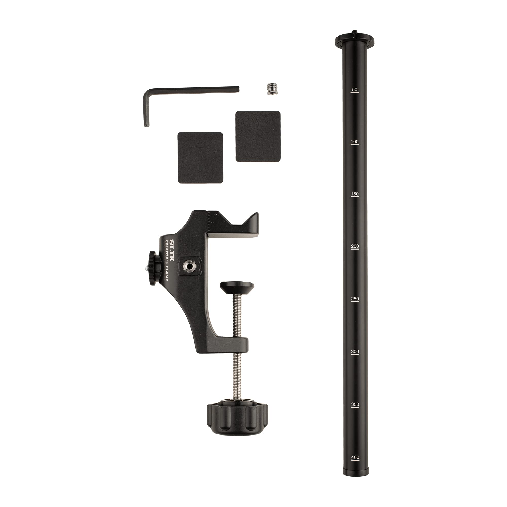 Slik Creator'S Series: Clamp W/ 3' Wide Reversible Adapter For Flat Desks, Tables, Or Round Poles & Surfaces, Black (Model: 618 761)