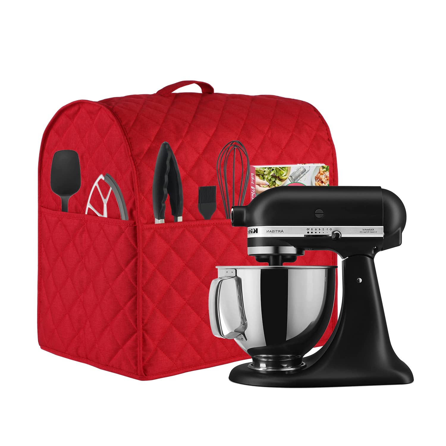 Stand Mixer Cover Compatible With Kitchenaid Mixer, Fits All Tilt Head & Bowl Lift Models With 3 Organizer Bag For Accessories.