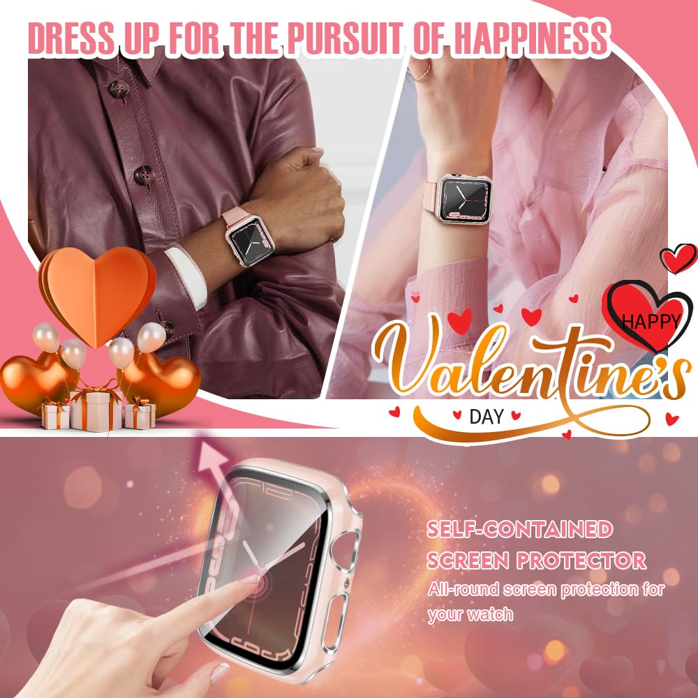 Top4Cus 38Mm Case Compatible With Apple Watch, With Built In Tempered Glass Screen Protector, Pc Cover For Iwatch Series 9/8/7/S