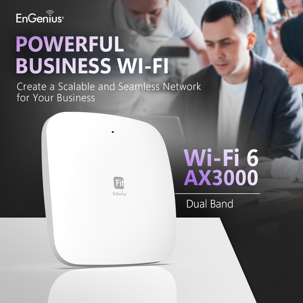 Engenius Wi-Fi 6 [Ews356-Fit] Dual Band Ax3000 | Cloud & App & Onprem Control Options | Wpa3, Mu-Mimo, Mesh & Seamless Roaming -