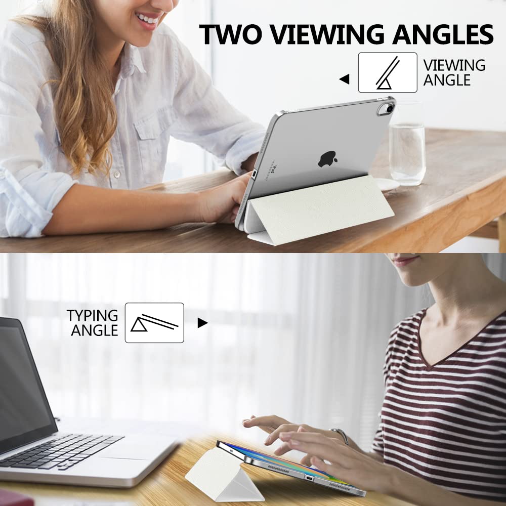 MoKo for iPad (A16) 11th Generation Case 11 Inch 2025, iPad 10th Generation Case 10.9 Inch 2022, Slim Stand Hard PC Translucent Back Shell Smart Cover, Support Touch ID, Auto Wake/Sleep, White