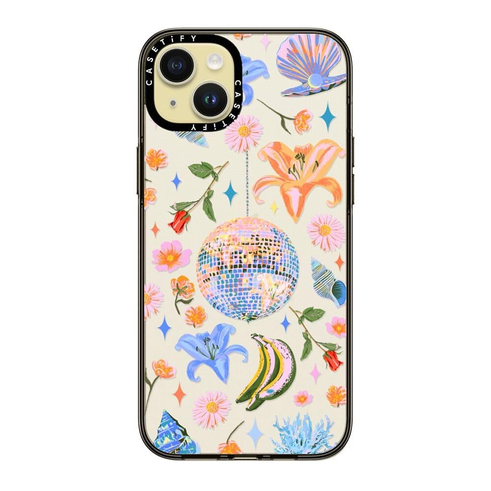 Casetify Compact Case For Iphone 15 Plus [2X Military Grade Drop Tested / 4Ft Drop Protection]   Disco Magic   Clear Black