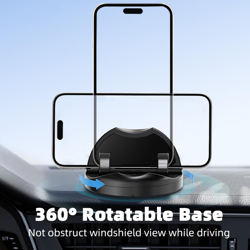Jywybf Quick Install Dashboard Car Phone Holder, 360 Degree Rotation Car Phone Mount, Car Mount For Iphone Android, Car Dashboar